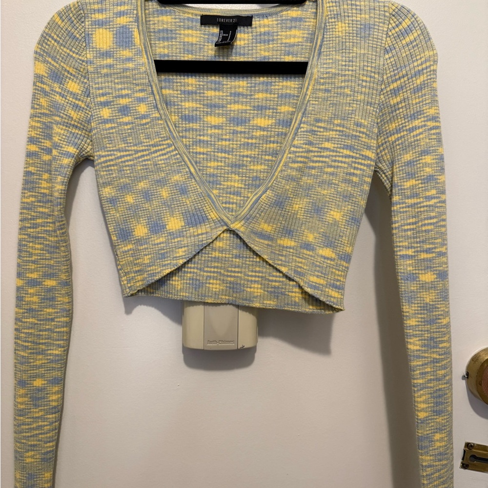 Forever 21 Yellow and blue Crop Blouse